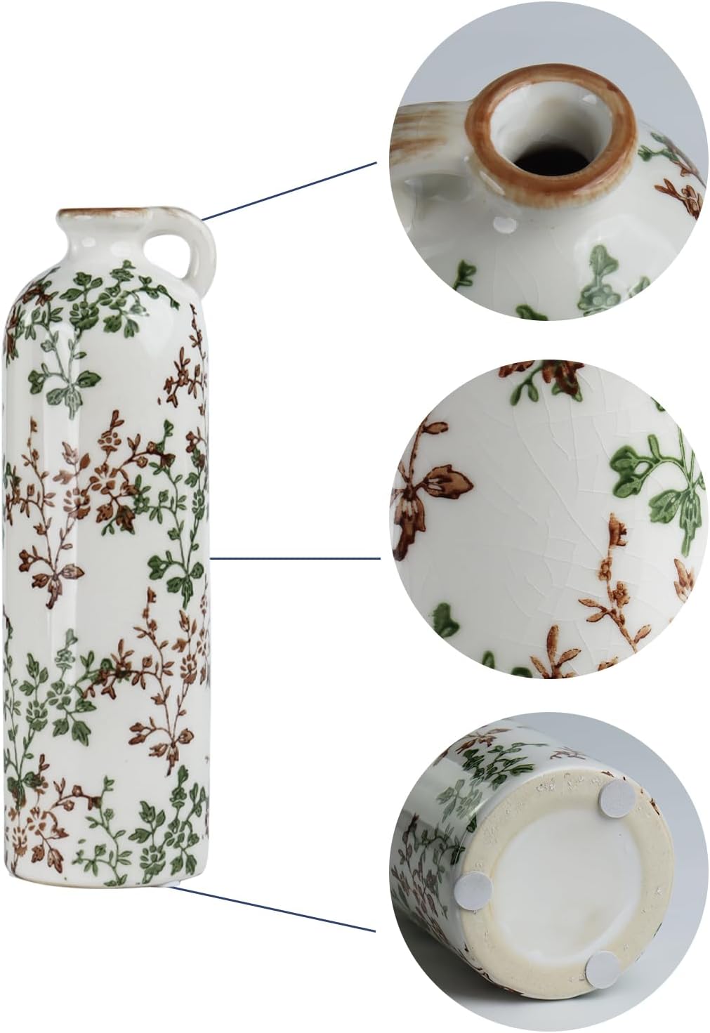 3-Piece Ceramic Jug Vase Set / Green & Brown02