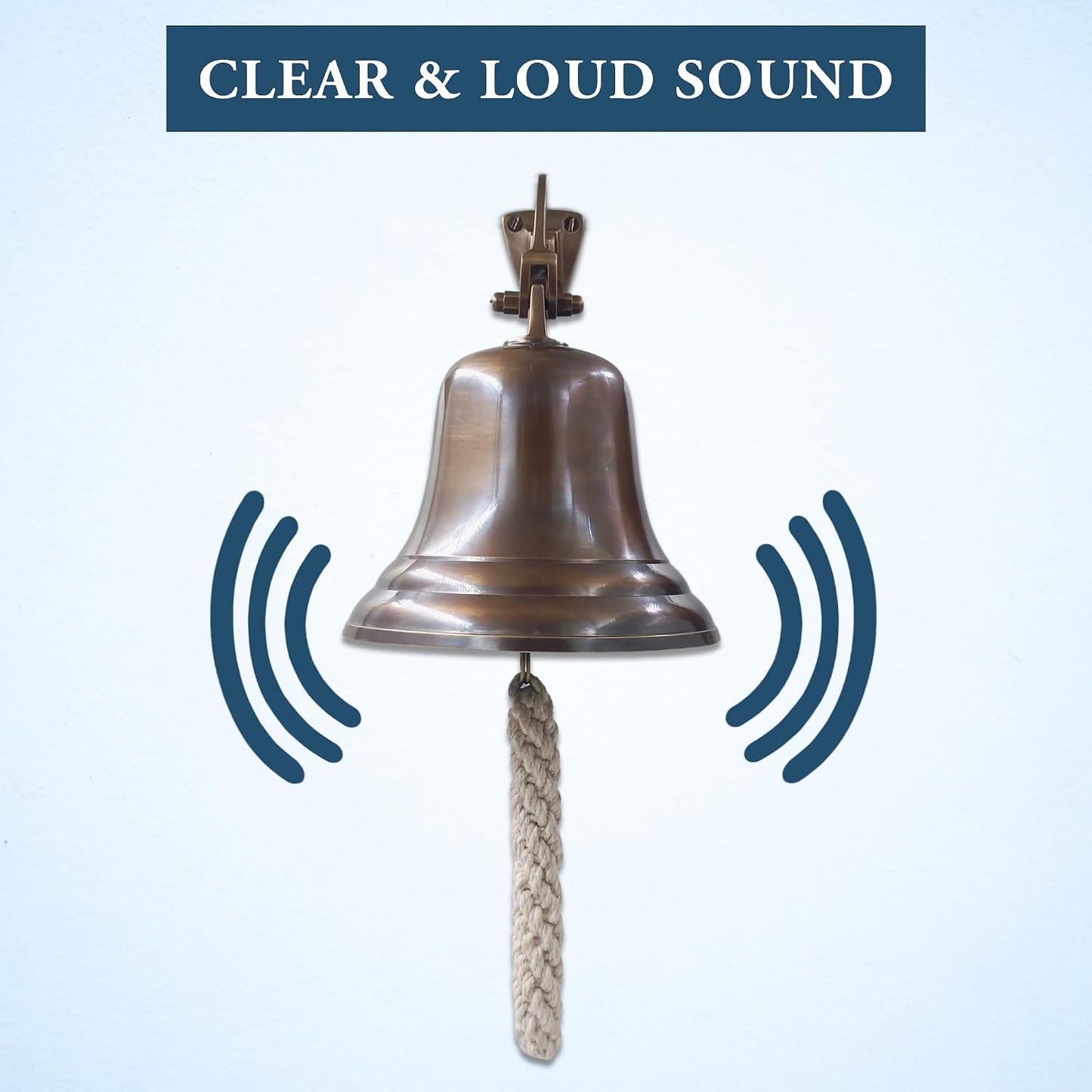 Solid Brass Wall Mounted Ship Hanging Antique Brass Bell for Reception, School, Outdoor, Indoor, Dinner & Chruch - 6