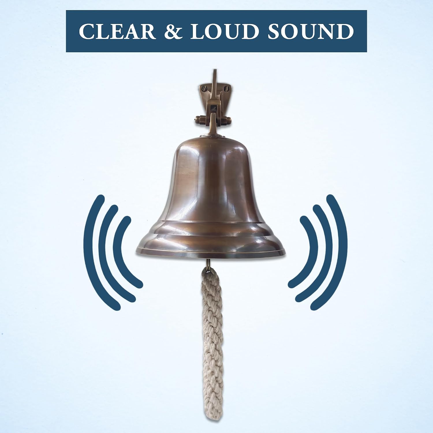 Solid Brass Wall Mounted Ship Hanging Antique Brass Bell for Reception, School, Outdoor, Indoor, Dinner & Chruch - 6