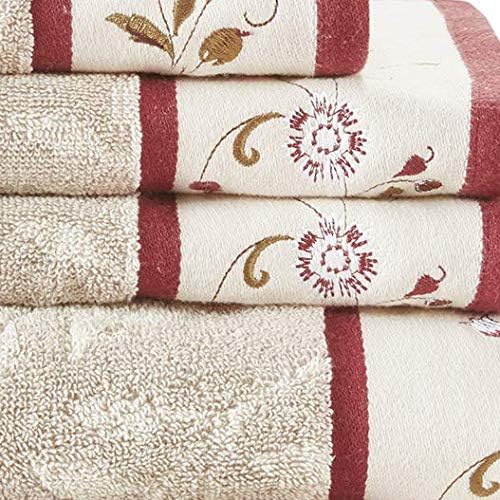 Madison Park Serene 100% Cotton Bath Towel Set Luxurious Floral Decorative Towels for Bathroom Embroidered Cotton