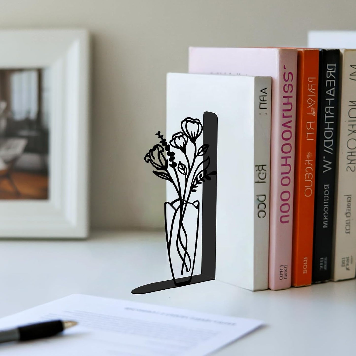 Floral Metal Bookends / Flower / Set of 4