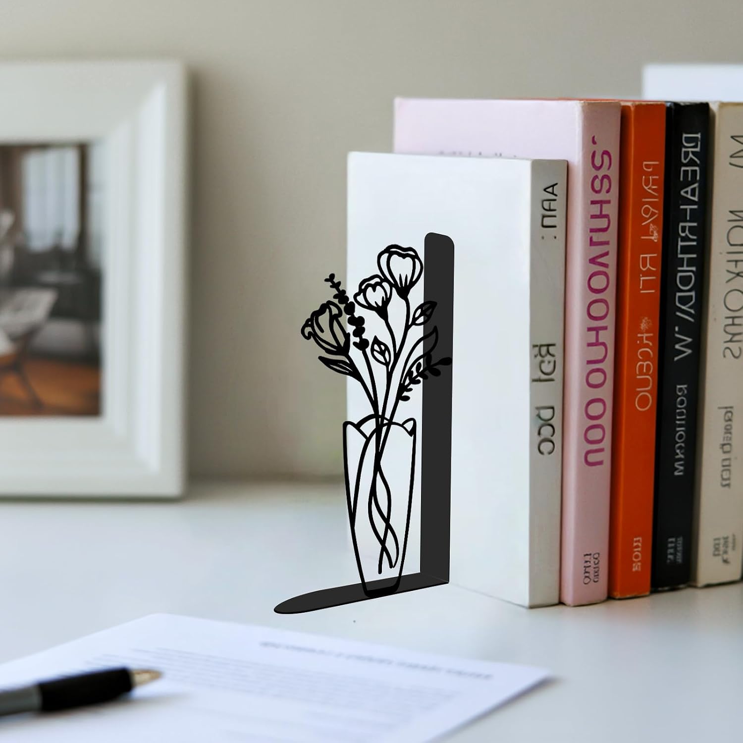 Floral Metal Bookends / Flower / Set of 4