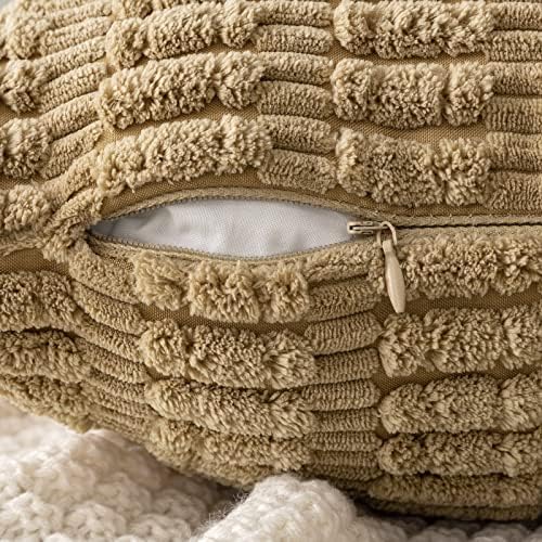 MIULEE Pack of 2 Corduroy Decorative Throw Pillow Covers 24x24 Inch Soft Boho Striped Pillow Covers Modern Farmhouse