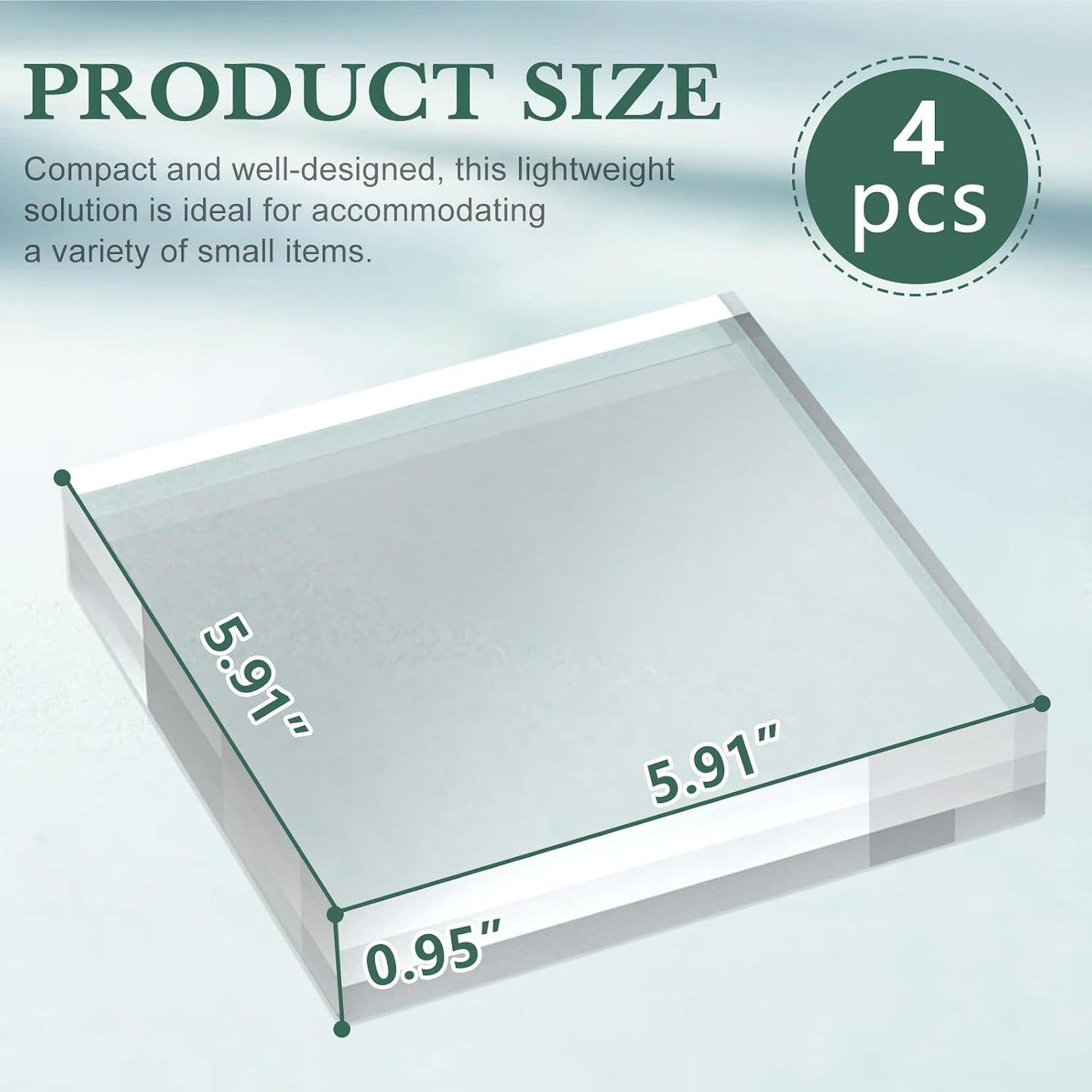 SAMYUCHO 4 Pcs 6 X 6 X 1 Inch Acrylic Blocks, Clear Square Acrylic Base | DIY Decoration for Drawing or Laser