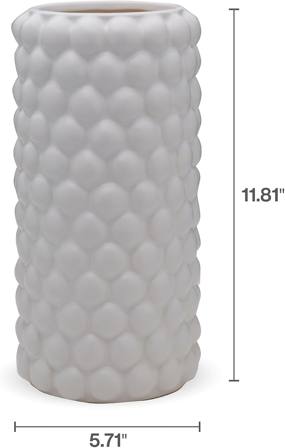 Ceramic Decorative Vase / 11.8 Inch / White / 12 Inch