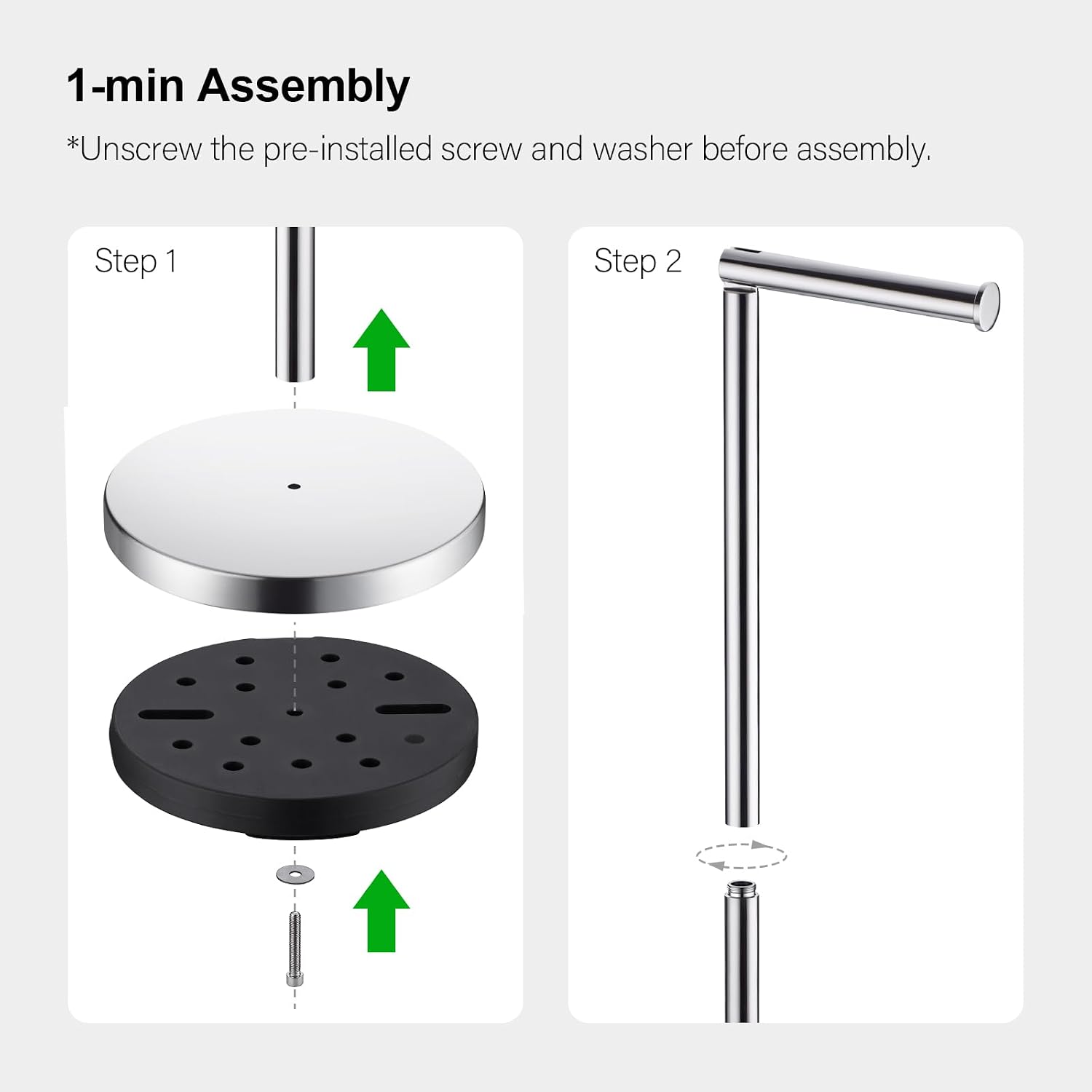 BAGNOLUX Bathroom Toilet Paper Holder Stand with Reserve, SUS304 Stainless Steel Rustproof Pedestal Tissue Roll Holder