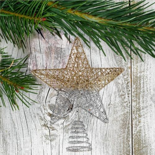 BinaryABC Iron Christmas Tree Star Topper,20cm Glittering Tree Topper