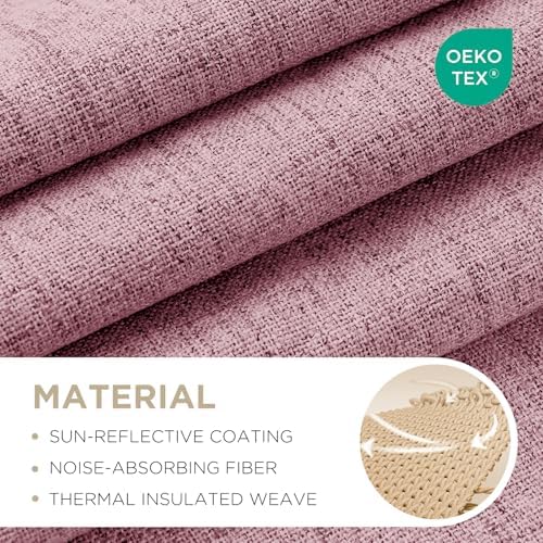 Joydeco Blackout Curtains for Bedroom - 100% Light Blocking 2 Panels Set Pink Drapes 37" W x 96" L, Thermal Insulated