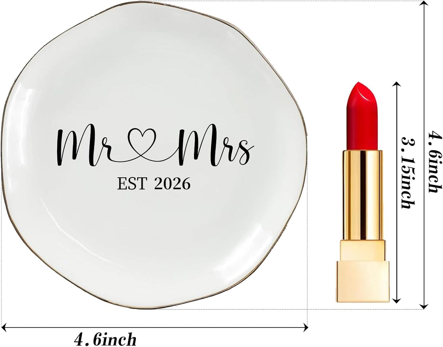 Elegant Ceramic Ring Holder for Engagement / Mr & Mrs EST 2026