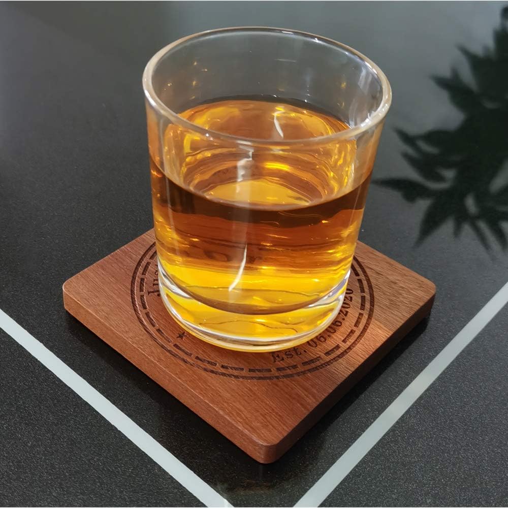 Holder / Custom Engraved Wood Coasters for Drinks / M