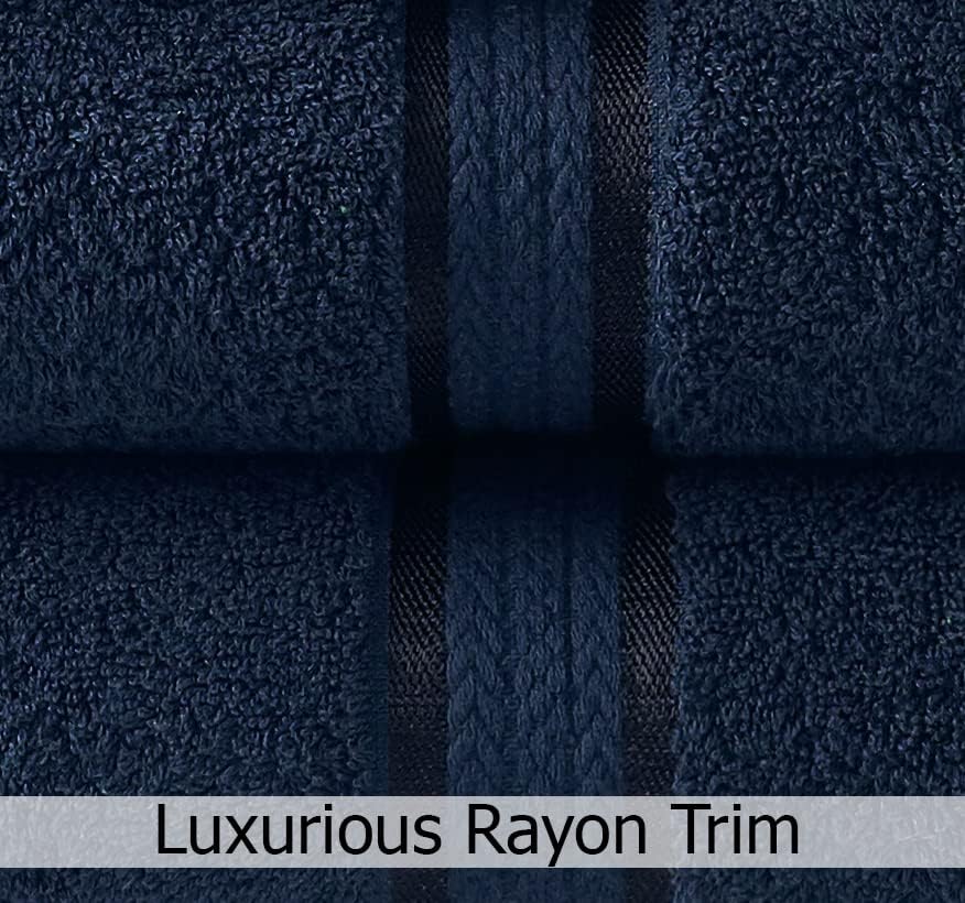 COTTON CRAFT Ultra Soft Bath Towels - 4 Pack 100% Cotton Large 30x54 inches | Oversized 580 GSM Absorbent Navy Bath
