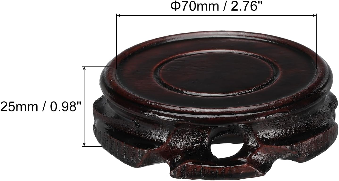 Wooden Stand Holders Displays Base 70mm Diameter for Vase Bonsai Stone / Black / Set of 2