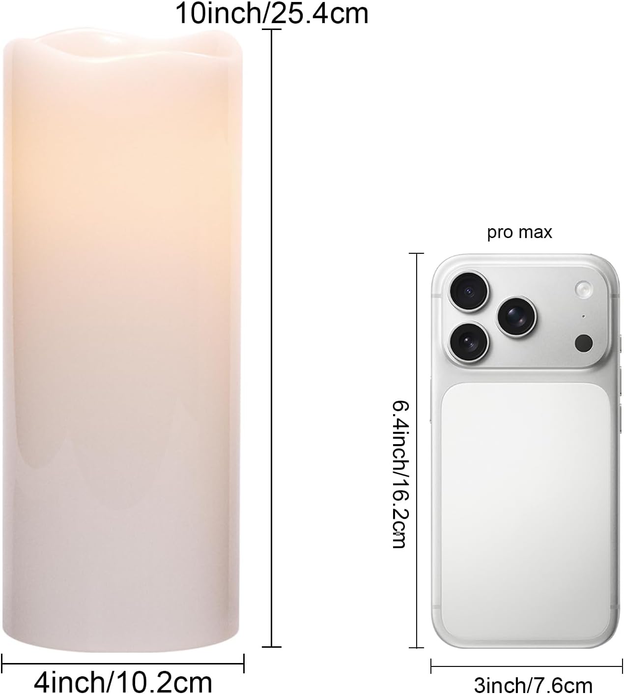 GenSwin Outdoor Flameless Led Candles Battery Operated Remote, 4 x 10 in | Waterproof, IP 65, Large Pillar Candles