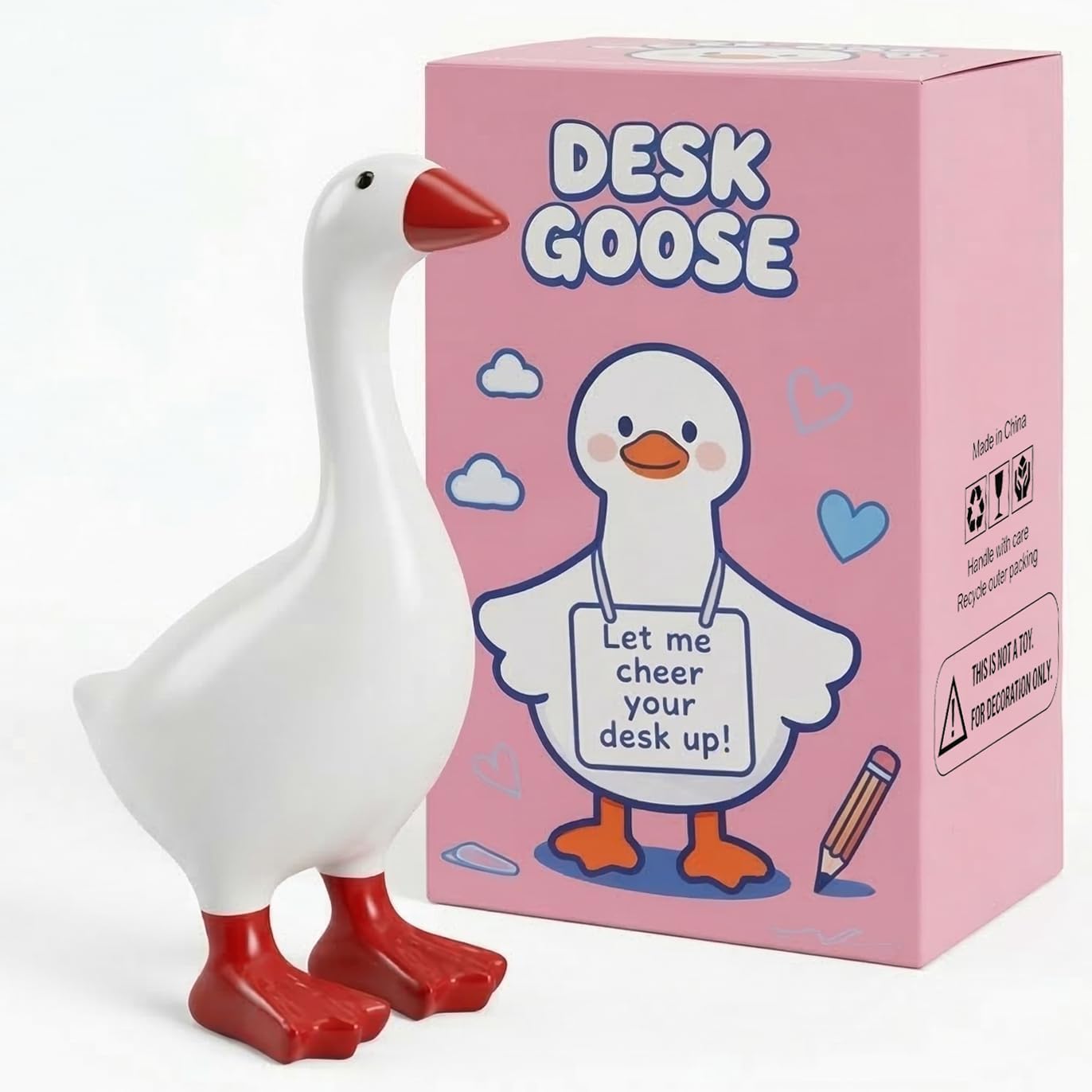 Mini Desktop Goose Statue Decor / White 7 Inch / Small / 7 Inch
