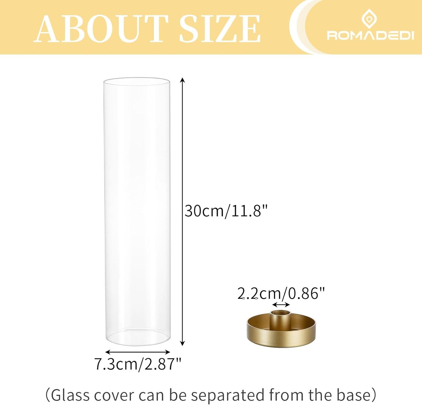 Romadedi Hurricane Candle Holders, 12" Tall, Pack of 12, Gold | Gold Base with Clear Glass Hurricane. Windproof and