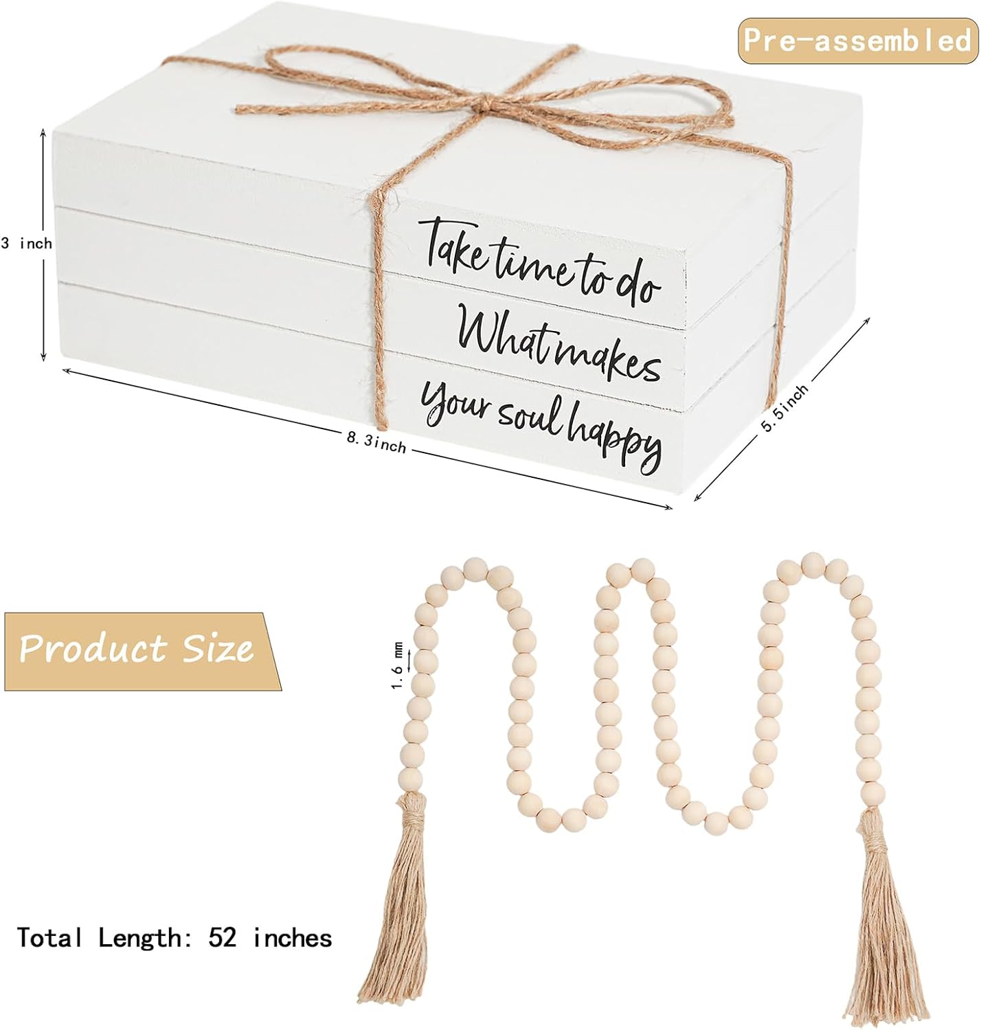 Wooden Faux Book for Decoration / Take Time To Do