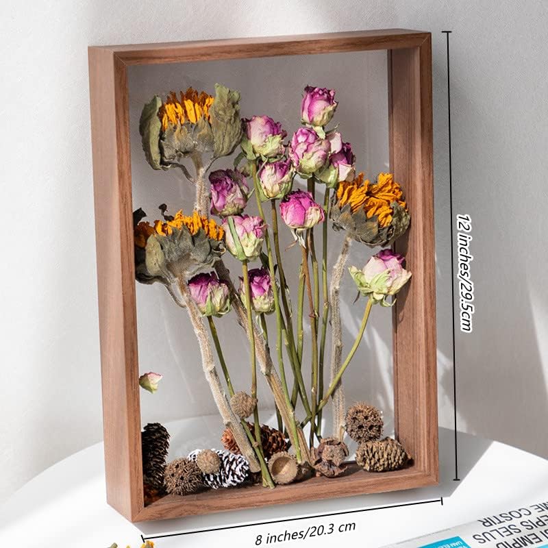 Wooden Dried Flower Photo Frame Dried Flower Display Stand Decorative Floating / 8 x 12 / Brown