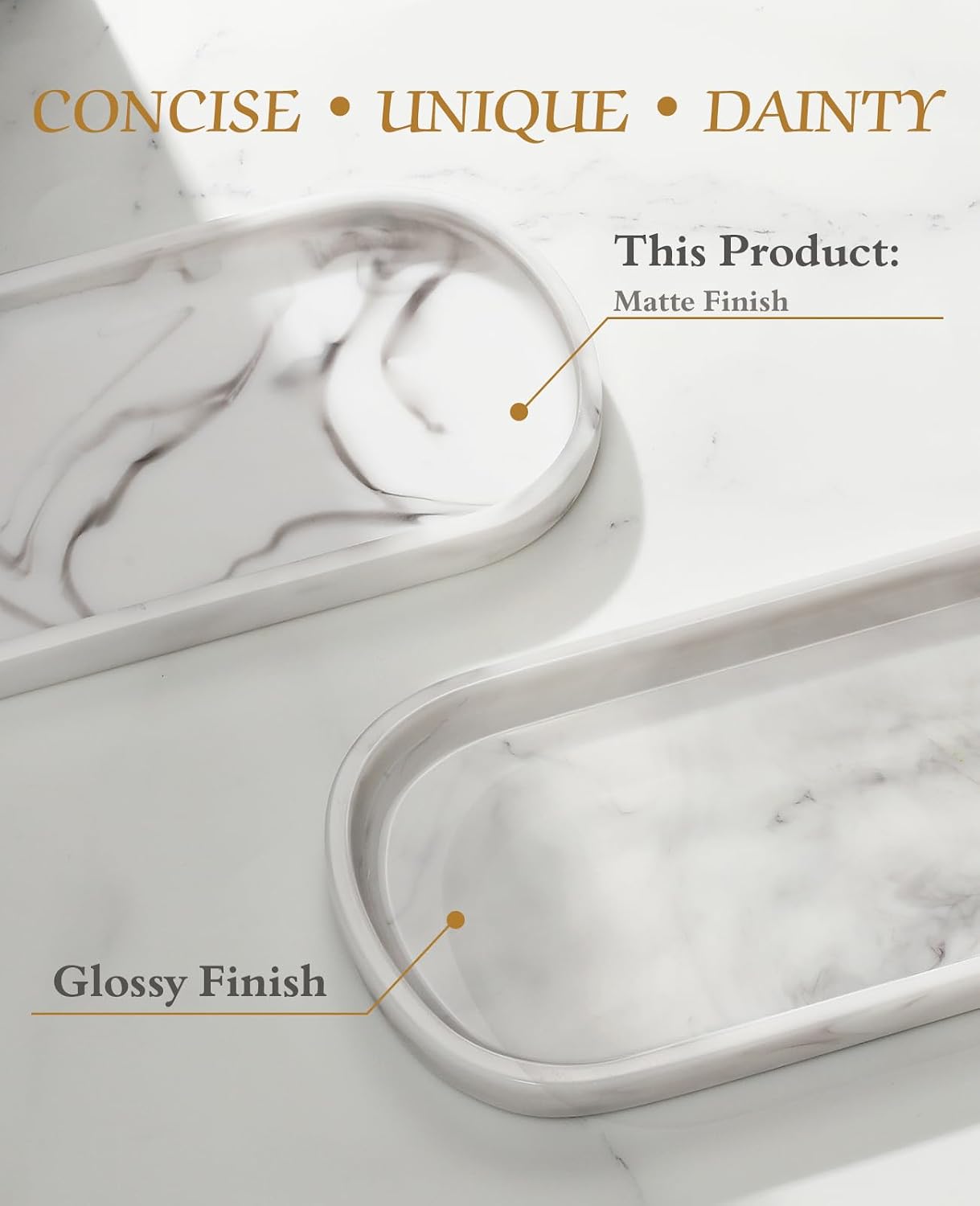 Oval Vanity Tray / 9.8 x 4.5 x 0.7 / Marble White