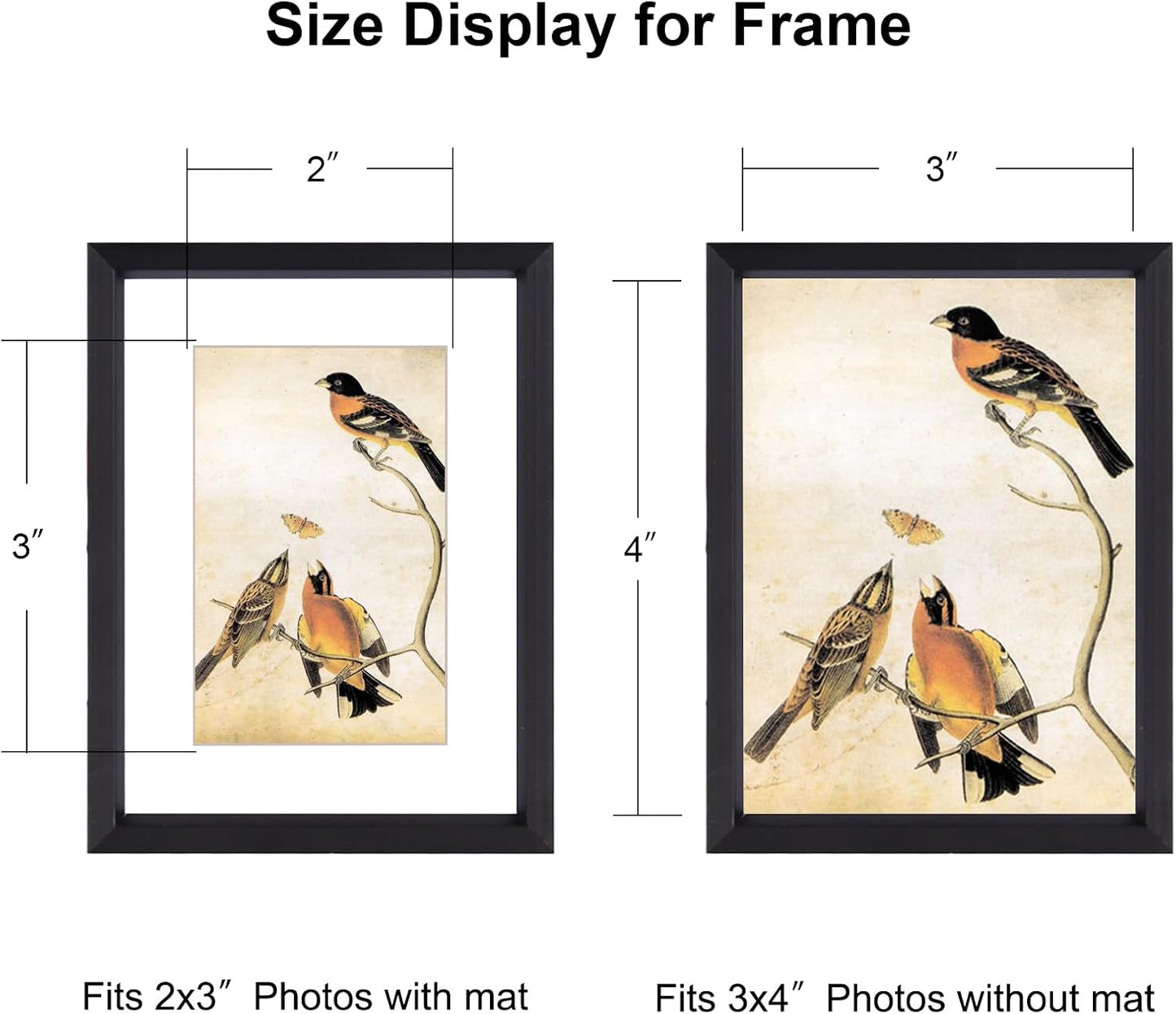 BKABOT 3x4 Black Aluminum Photo frames 3 Pack HD Glass Mat 2x3 Wall Table | Brushed aluminum Picture frames,removable