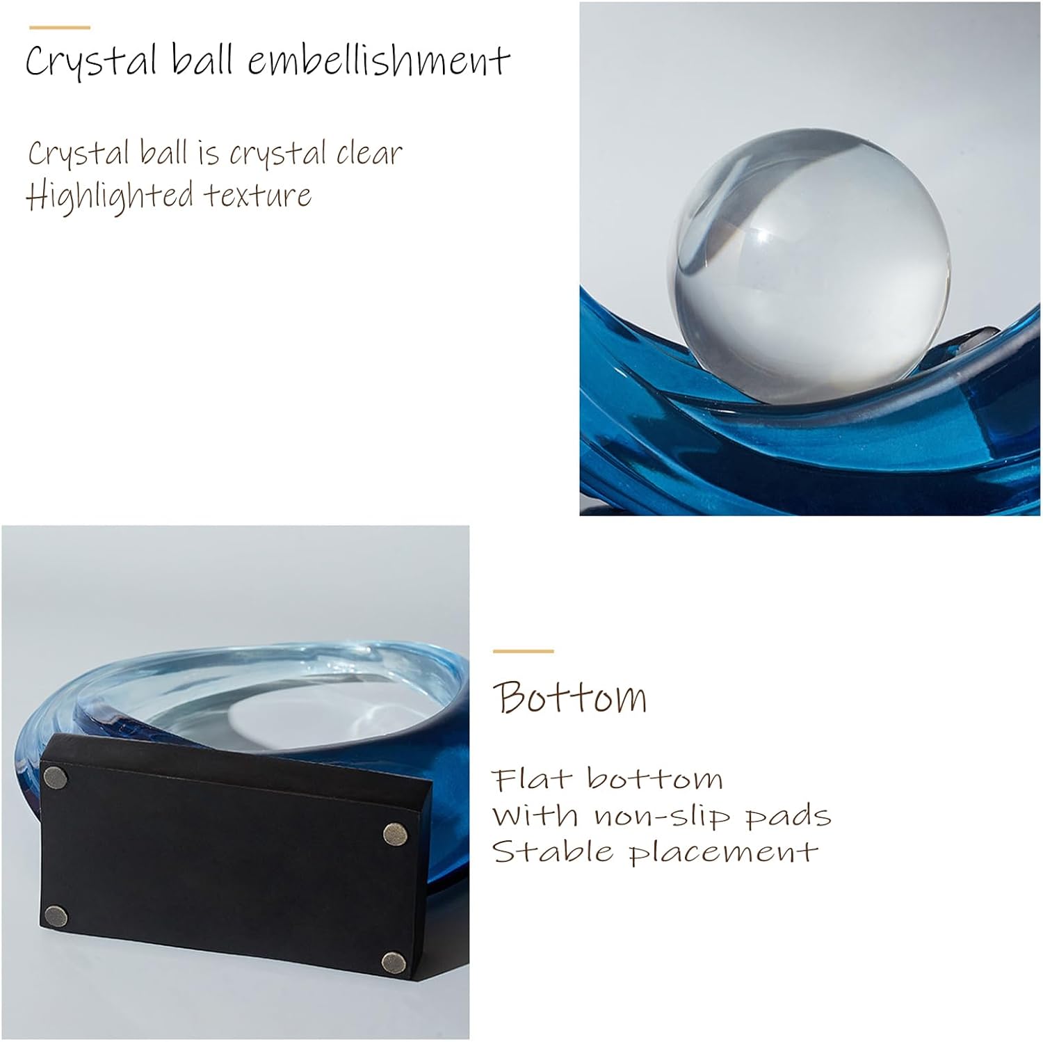 Wave Resin Origami Statue Modern Abstract Home Decoration Sculpture Abstract Office Desk / Blue