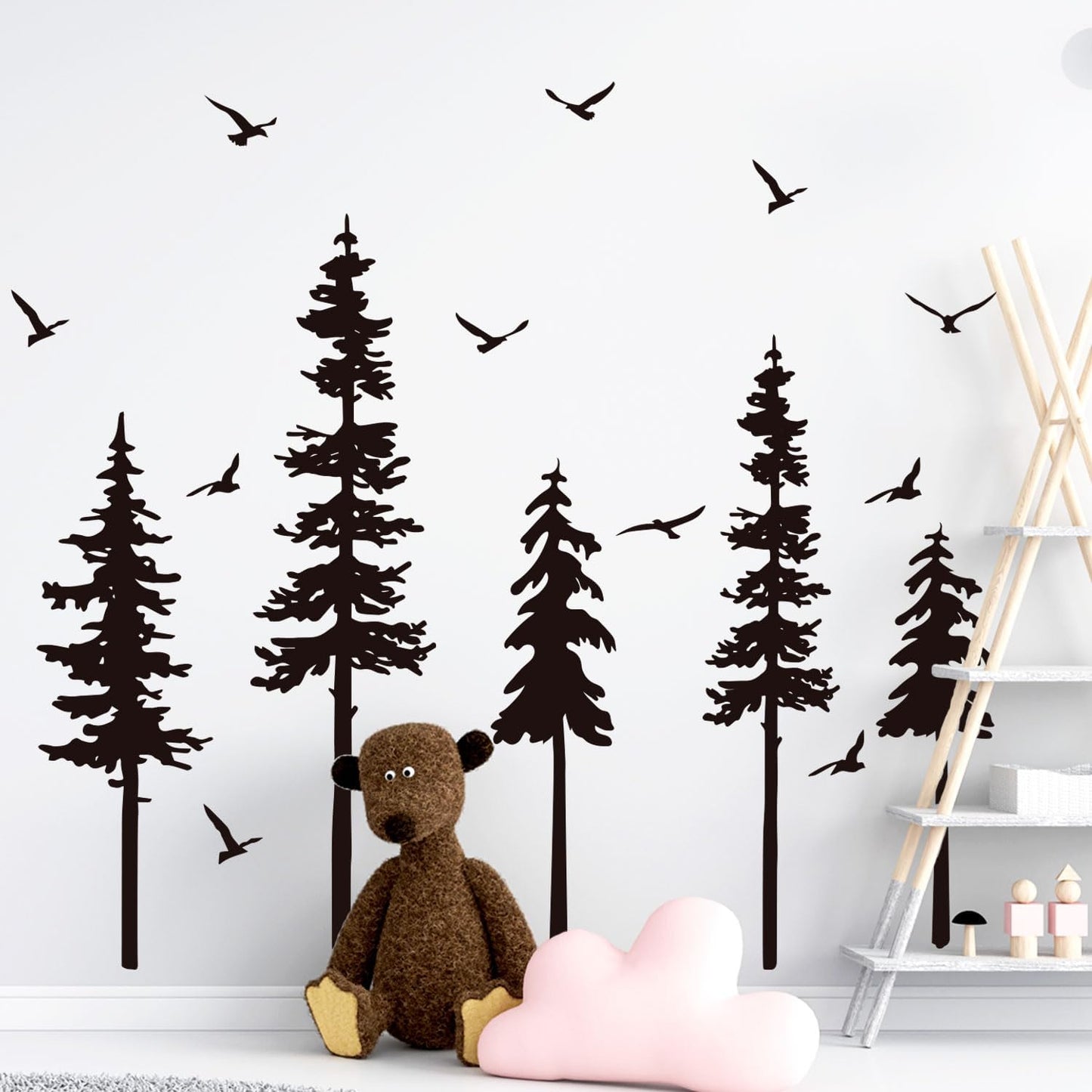 Large Pine Trees Wall Decals Forest Wall Stickers Christmas Decoration / Blcak Tree / Black