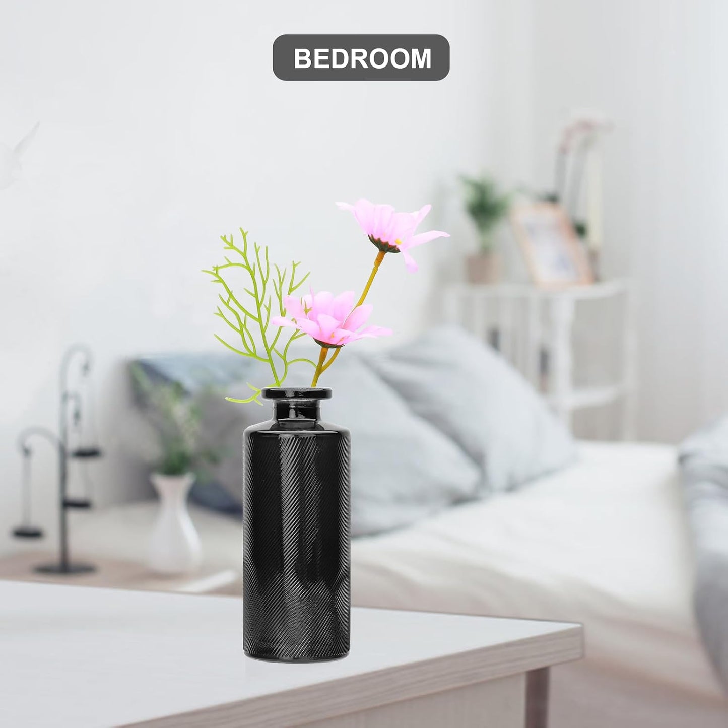 Glass Bud Vase Set in Bulk / Black / Set of 9