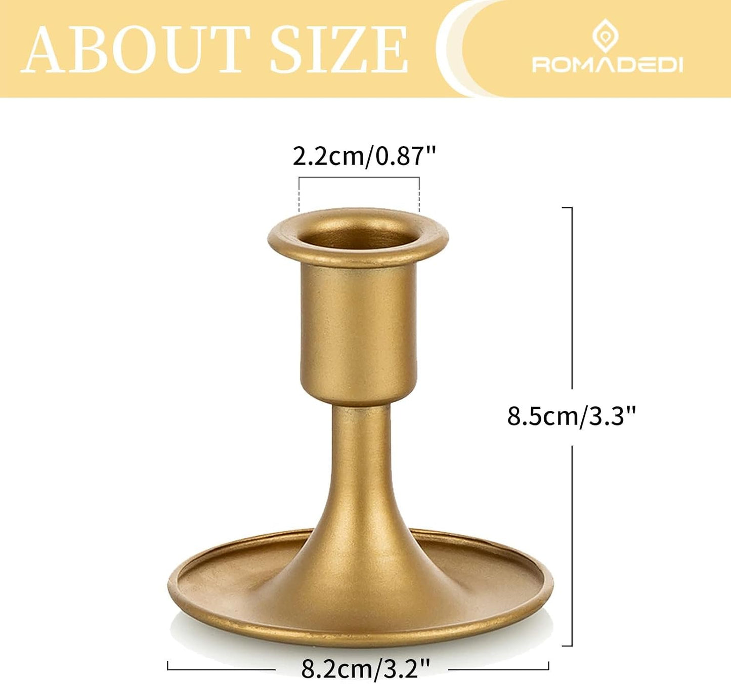 Candlestick Holders Taper Candle Holders, Romadedi Gold Candle Stick Candle Holder for Table Centerpiece, Wedding