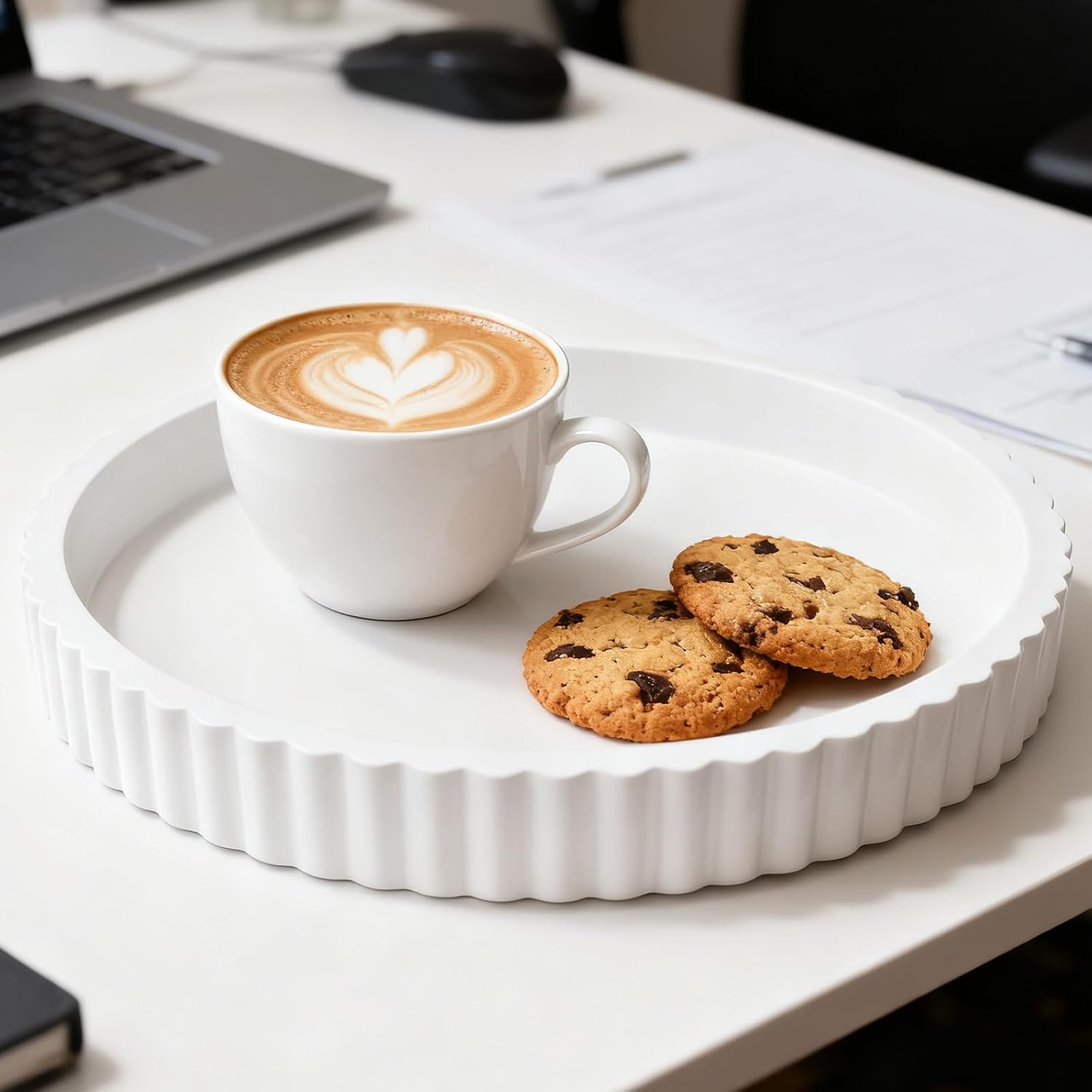 12'' Resin Modern Decorative Tray / White