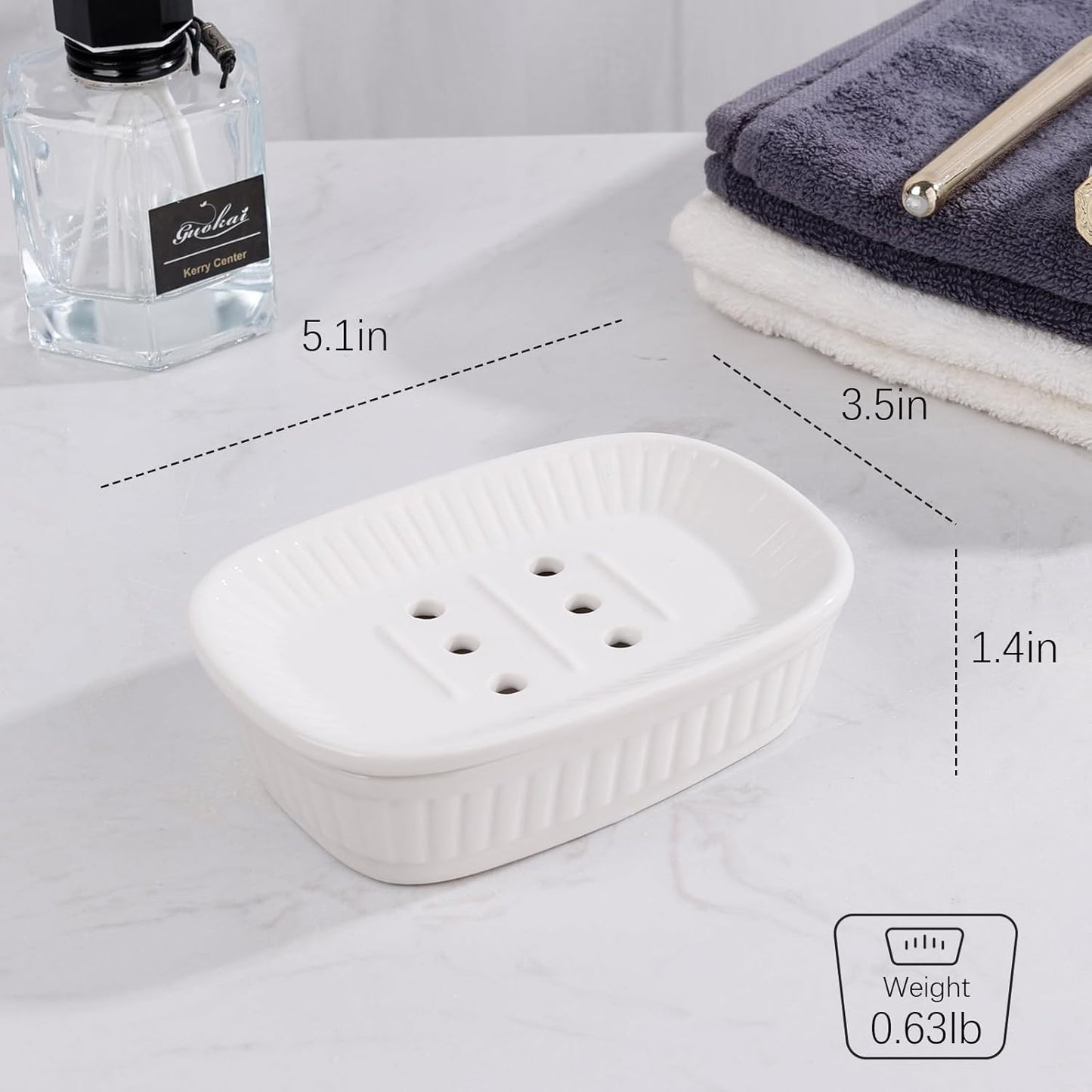 Self-draining Soap Holder / 01 Ceramic White