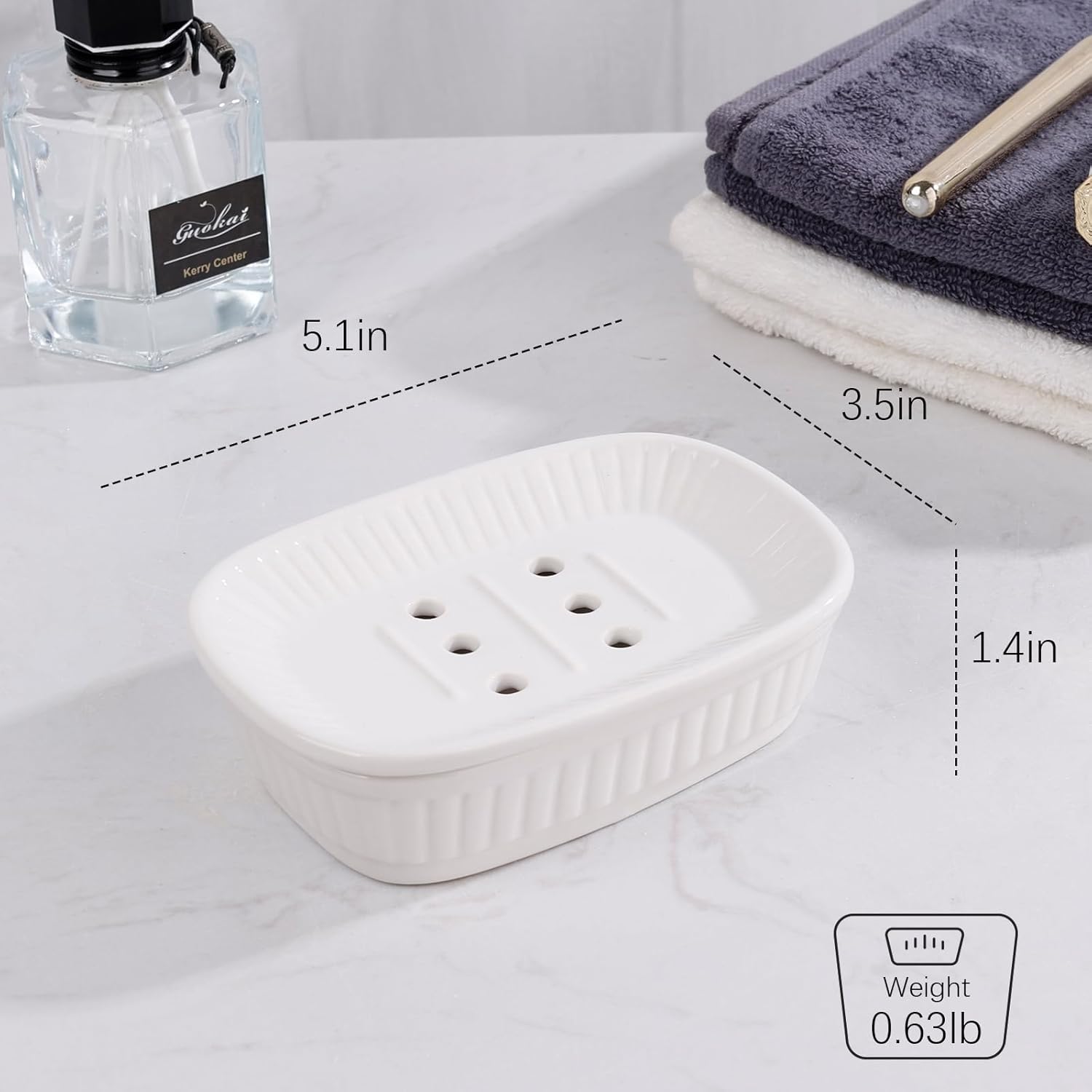 Self-draining Soap Holder / 01 Ceramic White