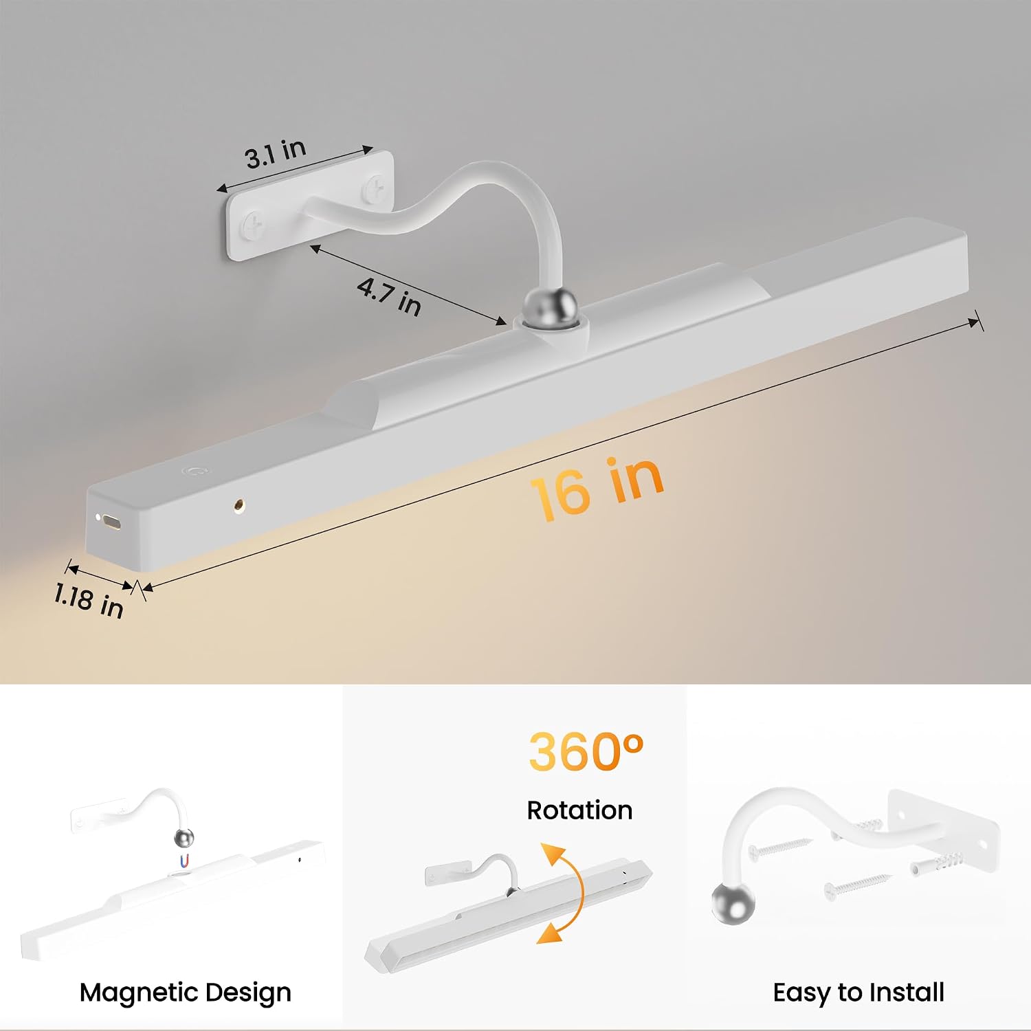 Cordless Picture Lights for Wall 4 Pack, 5000mAh Battery Powered Gallery Light,Remote Control,CRI 95+ Art Light for