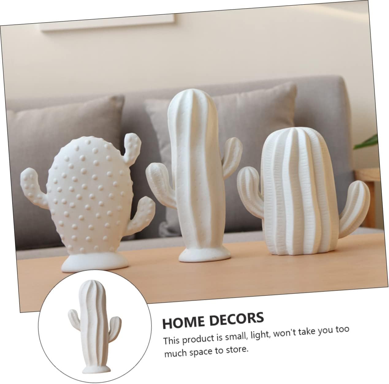 Ceramic Cactus Figurine Minimalist Cactus Statue Porcelian Collectible Art Sculpture Jewelry Holder