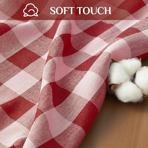 Softalker Gingham Square Tablecloth with Tassel, Red, 55" x 55"