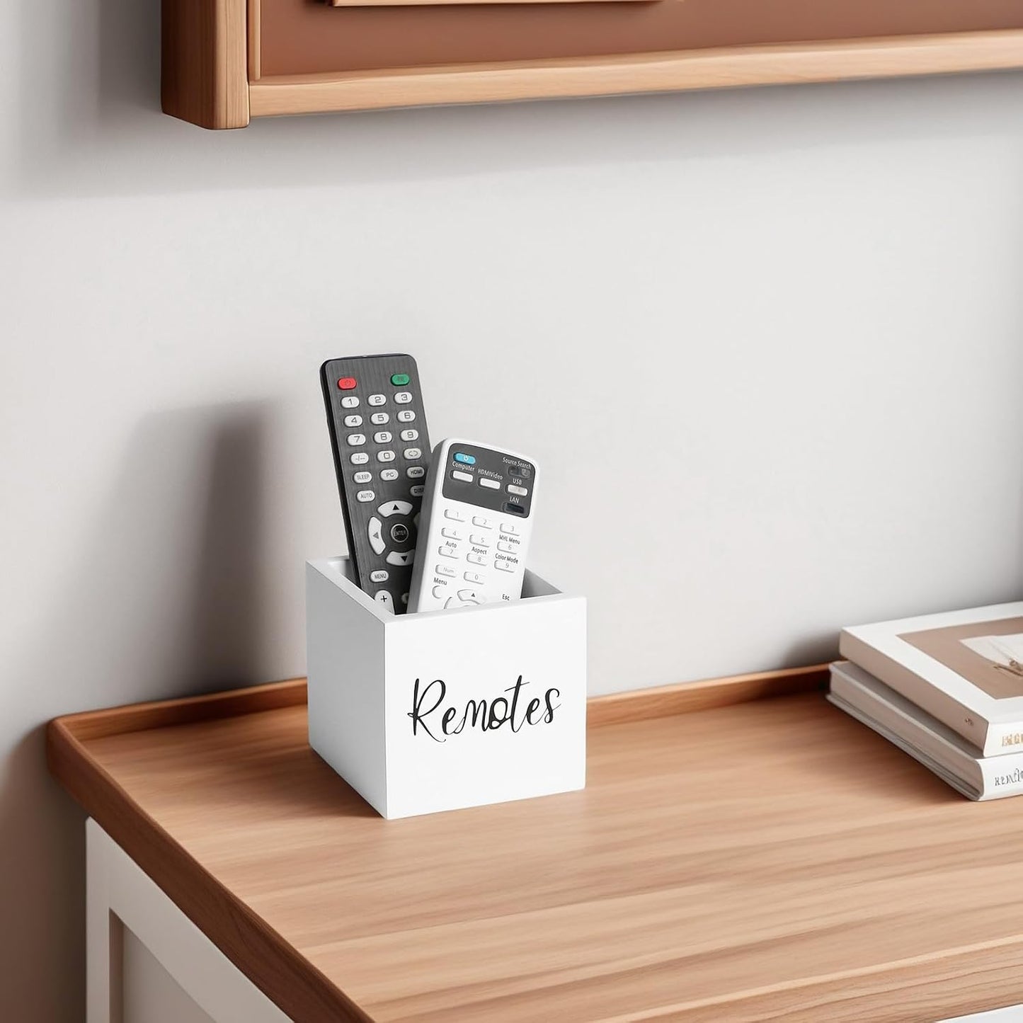 Wood Remote Control Holder / White / S,for 2 or 3 Remote Controls