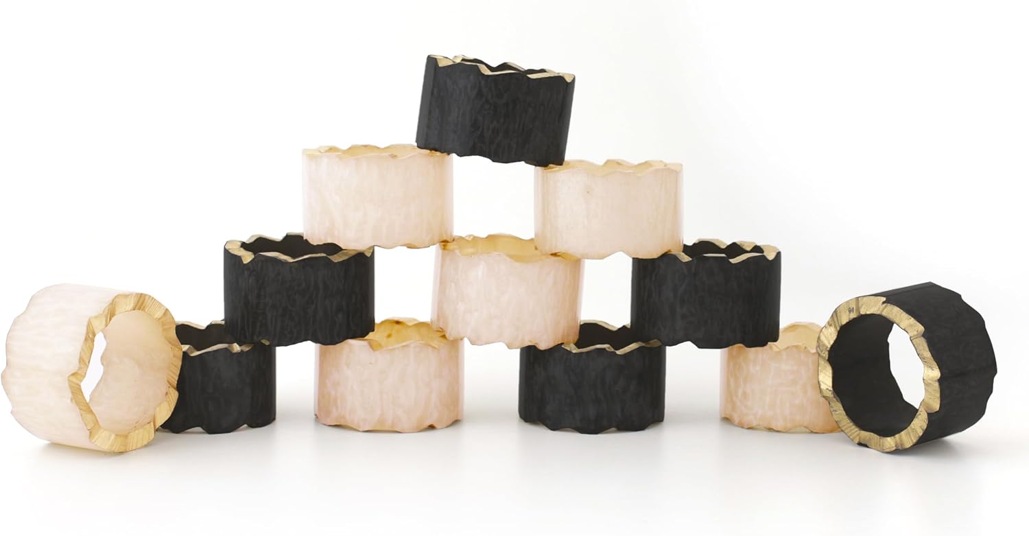Rustic Epoxy Resin Napkin Rings, Black, 12-Pack | Epoxy resin, set of 12, each 2x2x1 in., smooth finish, reusable
