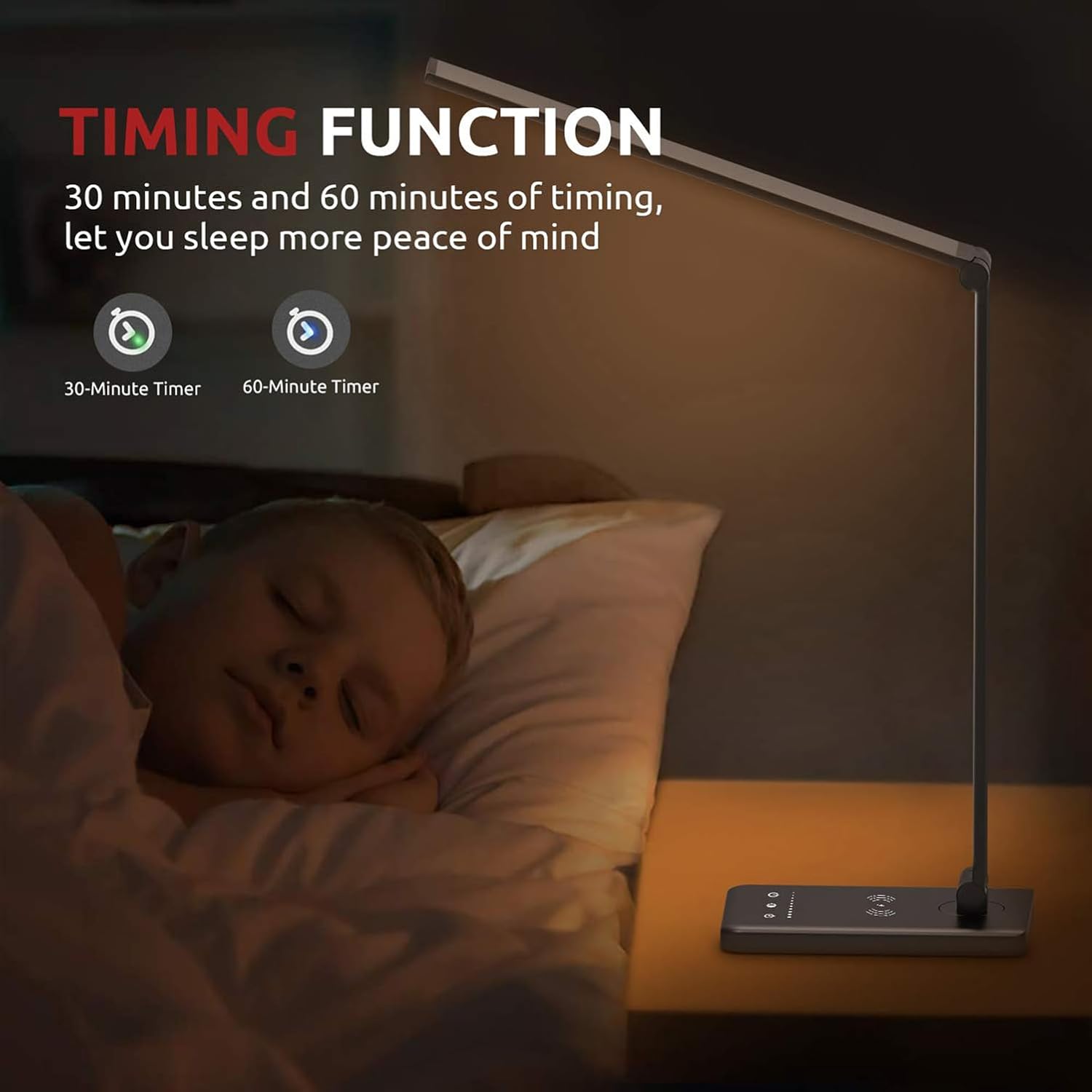 LED Desk Lamp with Wireless Charger, USB Charging Port, 10 Brightness, 5 Color Modes, Desk Lamps for Home Office