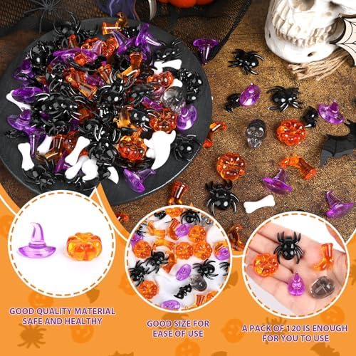 120Pcs Halloween Mini Ornaments Vase Filler Table Scatters Craft