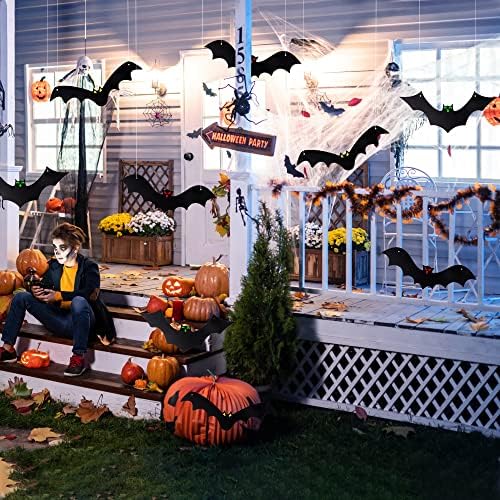 YUJUN Halloween Hanging Bats for 12PCS 3D Halloween Yard Outdoor Decoration