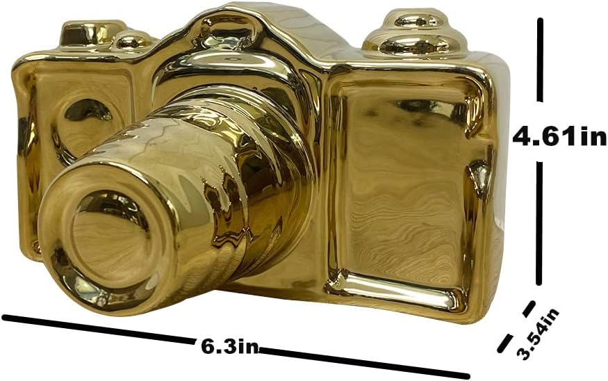 Modern Camera Statue and Sculpture Accent Decor / Gold