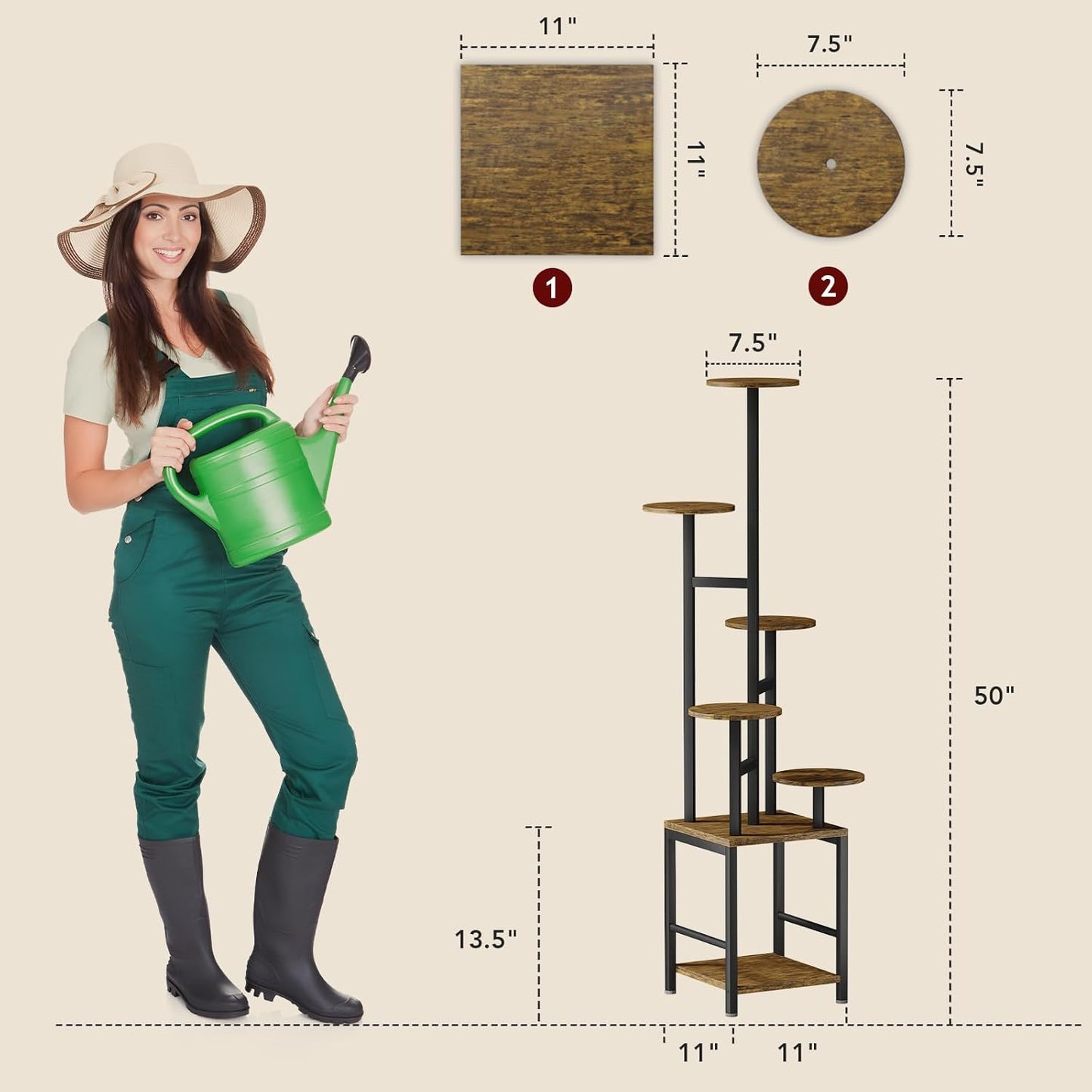 Plant Stand Indoor with Grow Light,6-Tiered Tall Plant Stand Indoor, Metal Plant Shelf with Adjustable Light, Ideal for