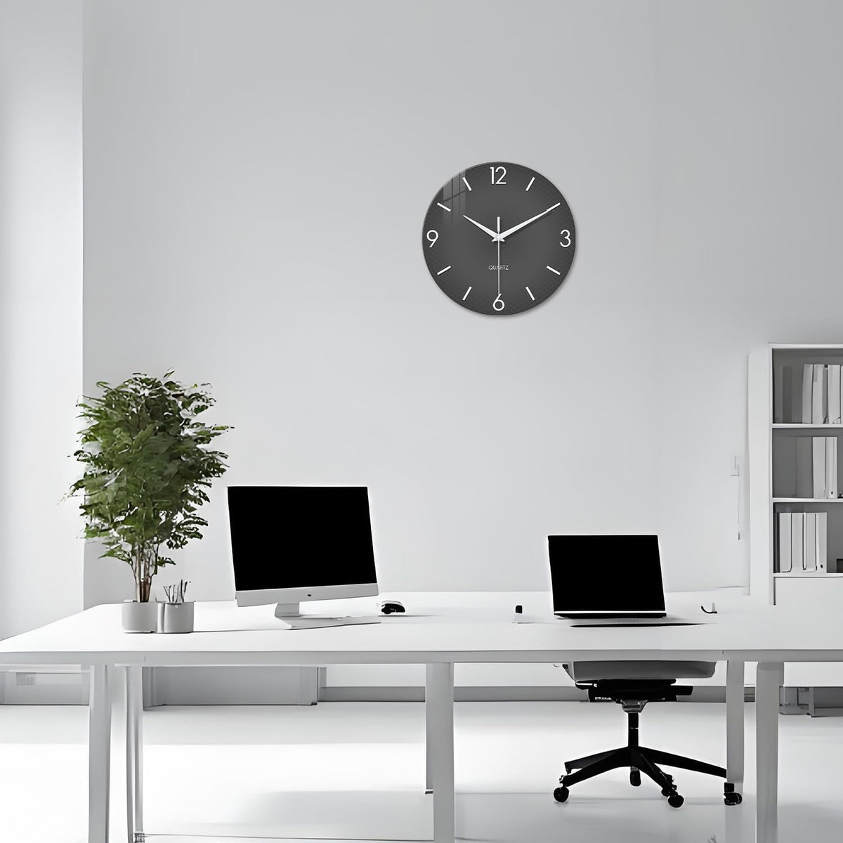 XFM 16 Inch Large Minimalist Wall Clocks Battery Operated Grey | Silent Non-Ticking Battery Operated Gray Modern Simple