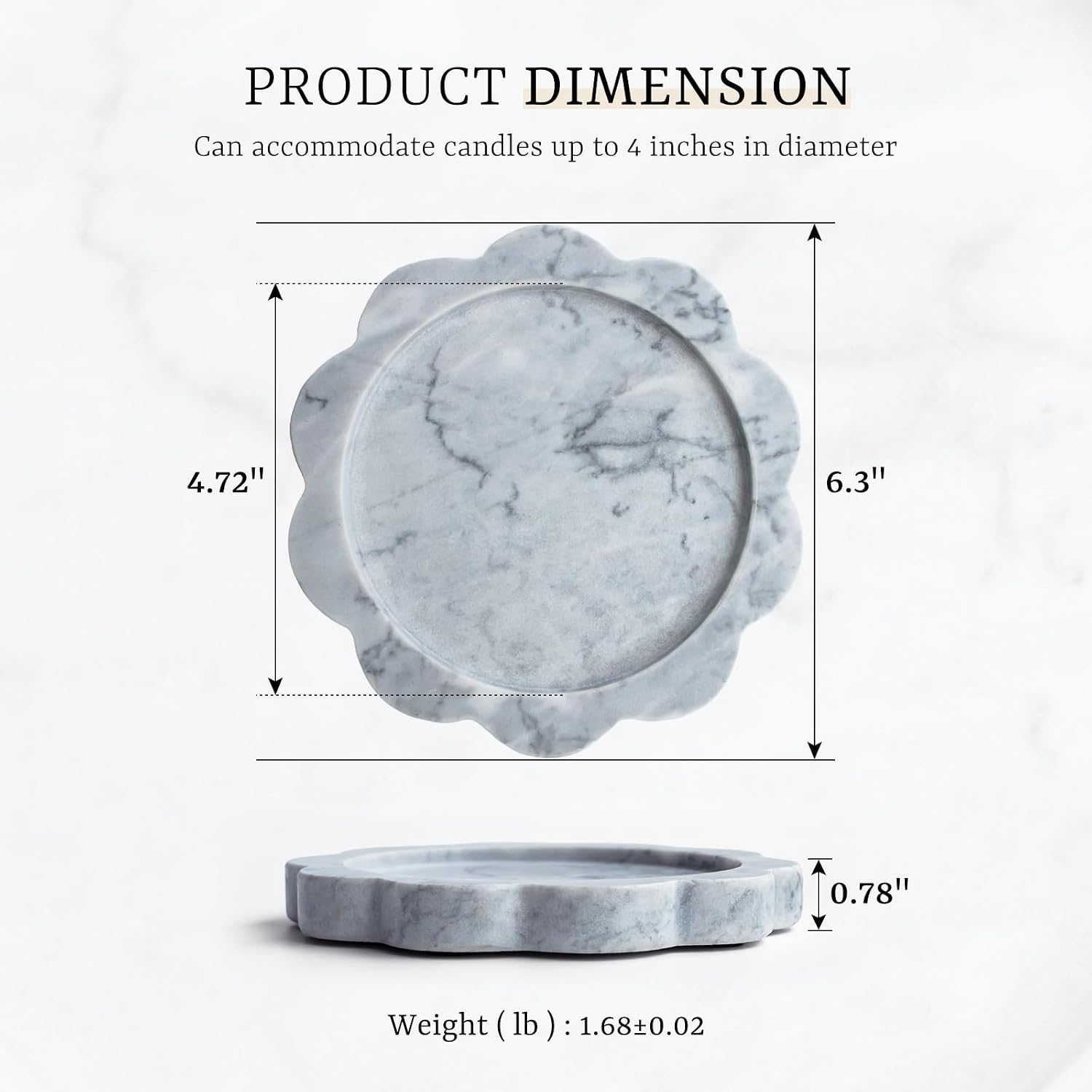 Elegant Marble Scalloped Tray for Countertop / Natural
