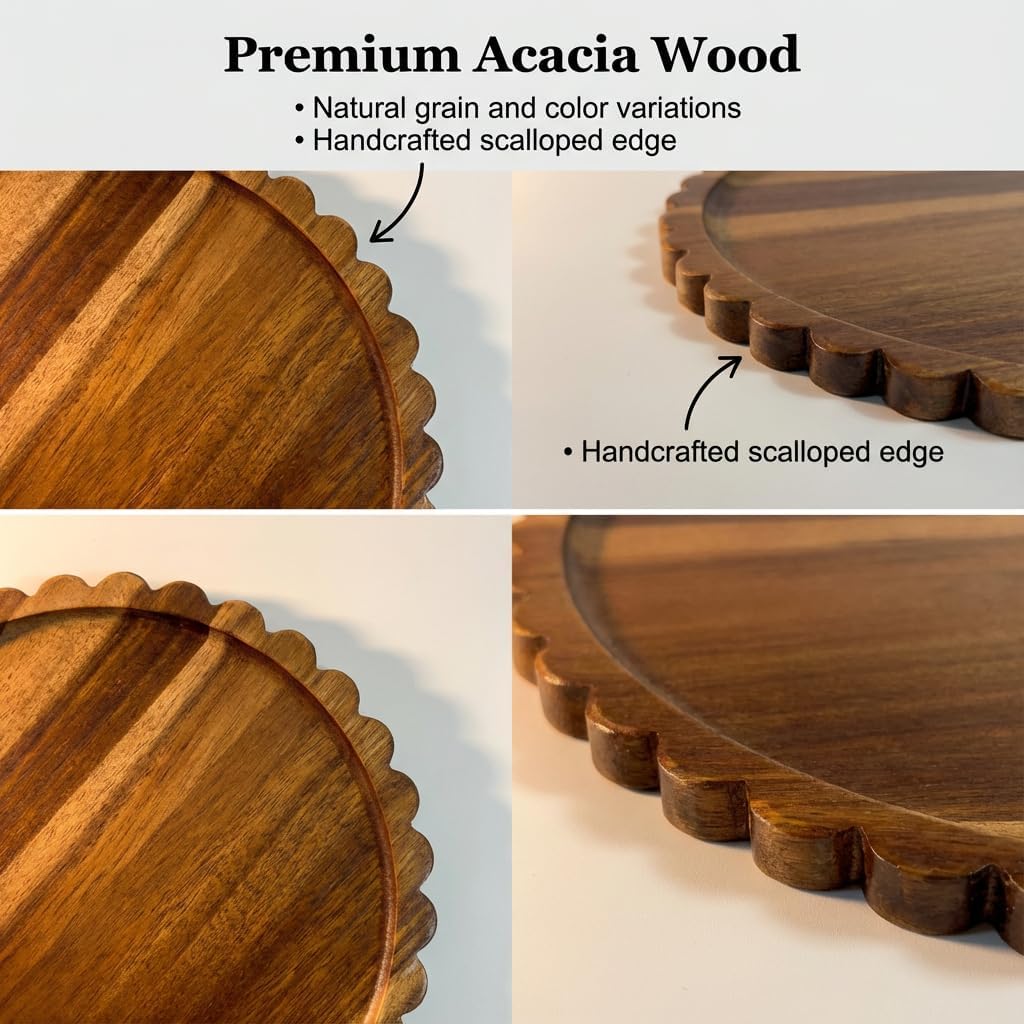 Wooden Decorative Tray / 11.6 / 11.6 Inch