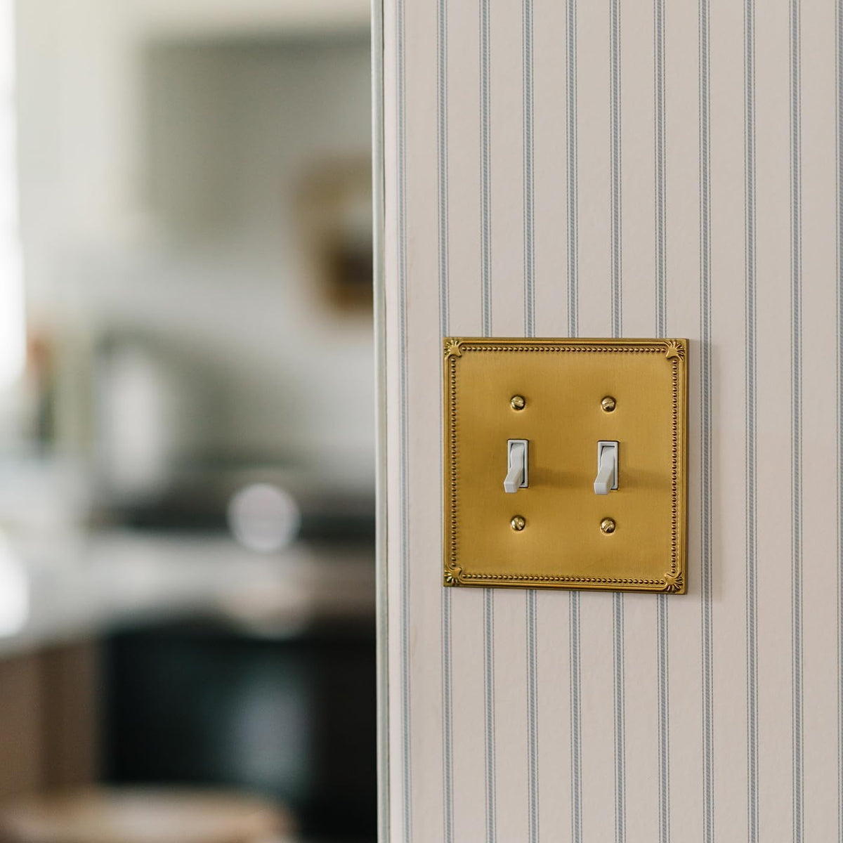 Rio Salto Double Light Switch Cover Plate Toggle Wall Plate Cover Brushed Brass Gold Decorative Outlet Covers Flip