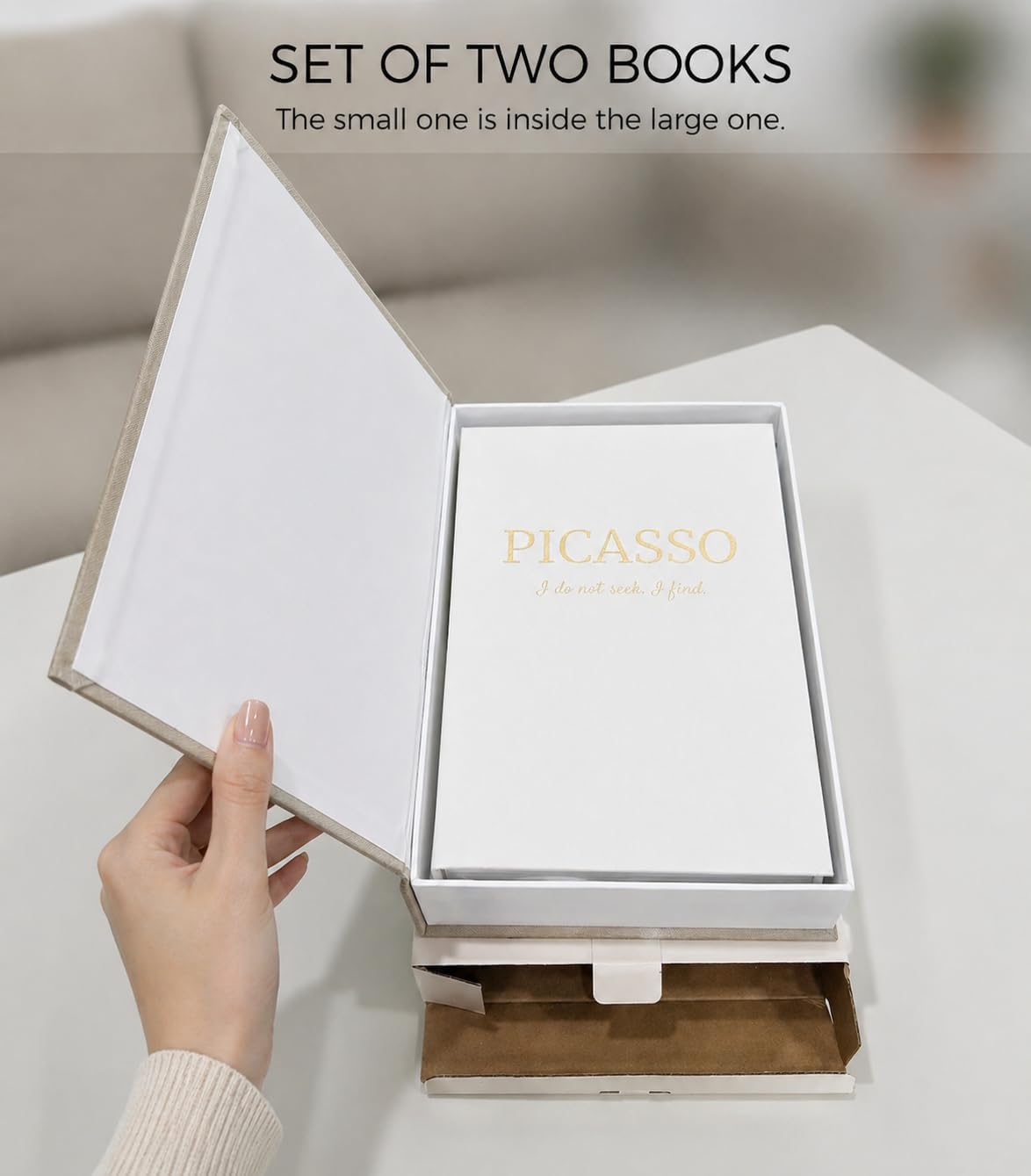 Neutral Linen Books / Picture Frame Set