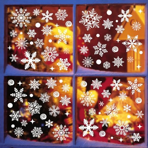 286 PCS Christmas Decorations Snowflake Window Clings Stickers for Glass Xmas Window Decorations