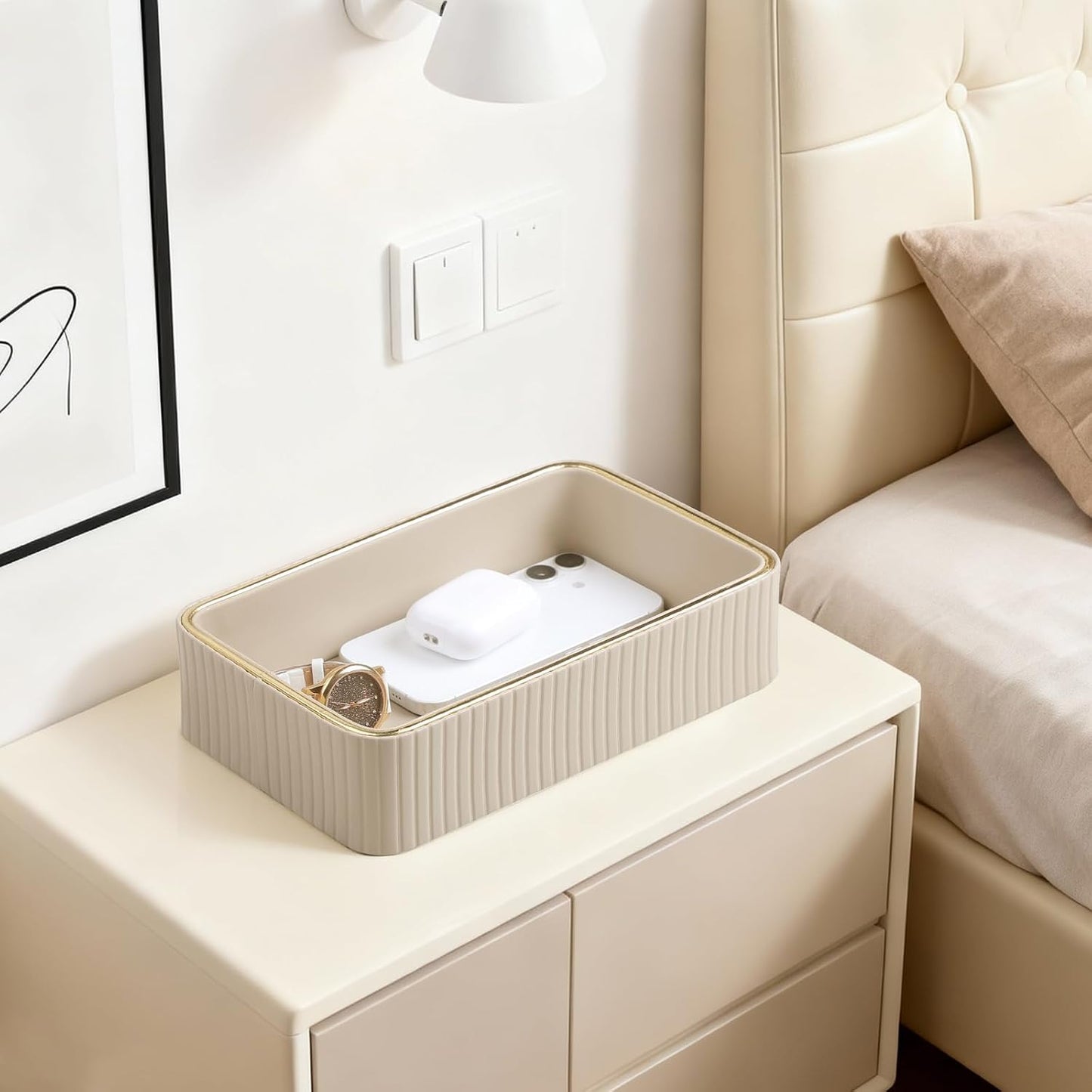 Desk Organizer Tray / Beige / 9.5 x 6 x 2.2