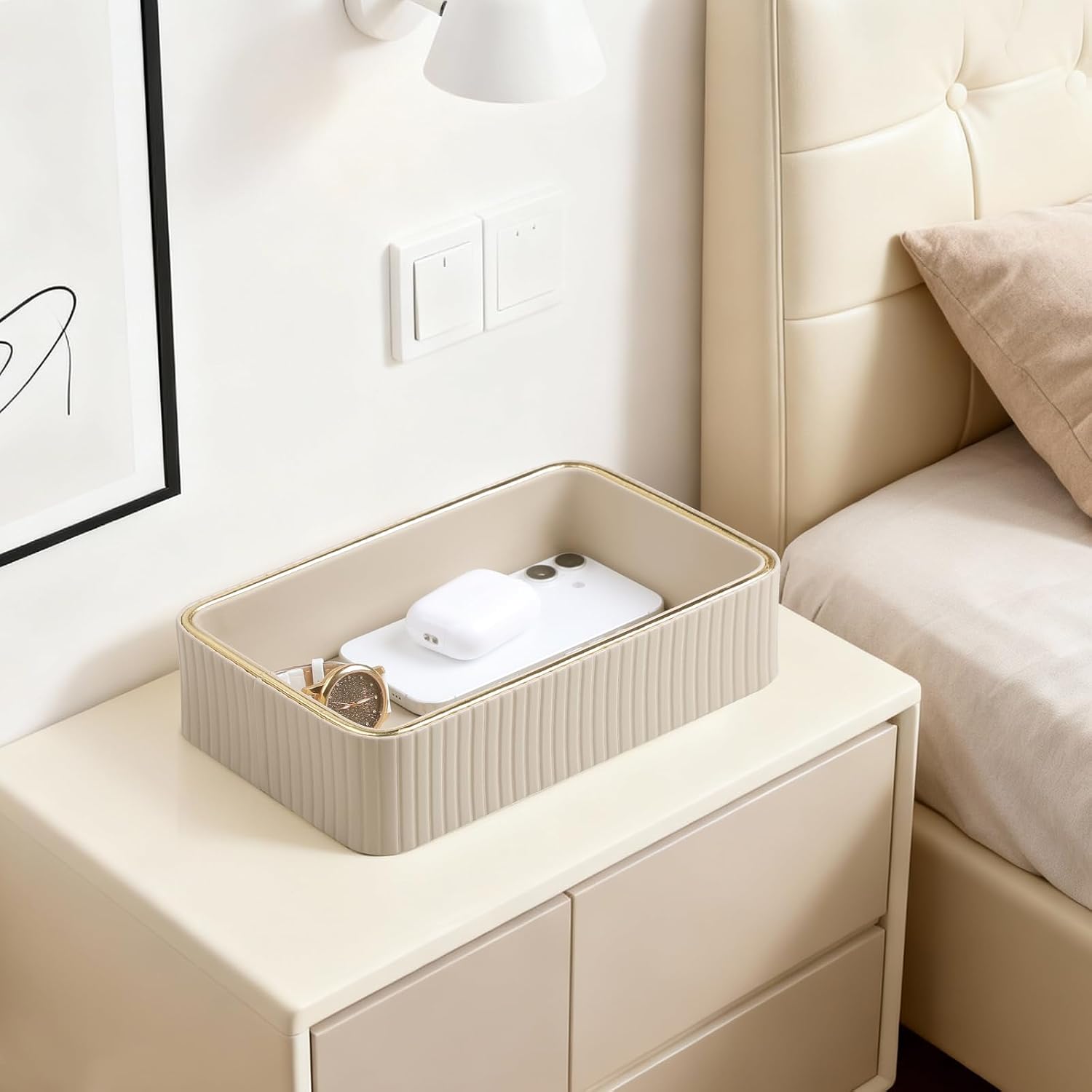 Desk Organizer Tray / Beige / 9.5 x 6 x 2.2
