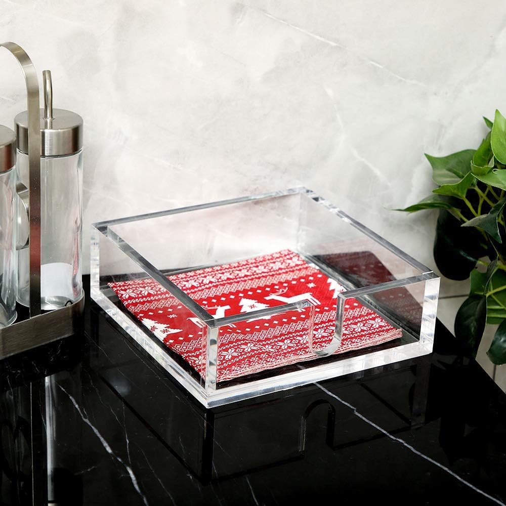 Acrylic Luncheon Napkin Holder / 7.1 x 7.1 x 2.6 / Inch Luncheon Napkin Holder / Clear