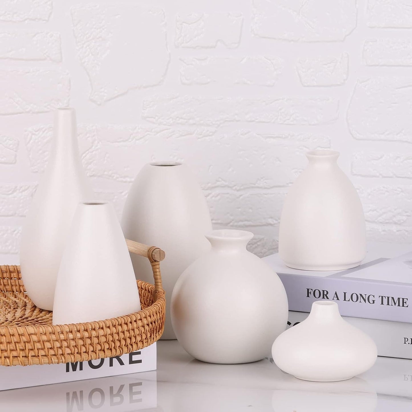 Ceramic Bud Vase Bulk Boho Centerpieces / White / Set of 6